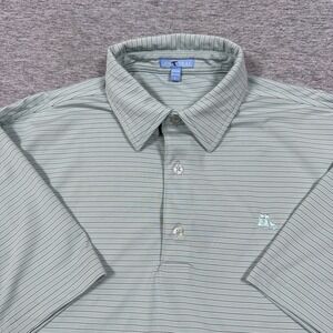 Gen Teal Polo Shirt Mens Size Small Blue Striped Performance Stretch Golf